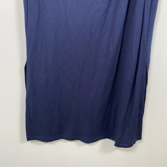 Lou & Gray For LOFT Twist Front T-Shirt Short Sleeve Midi Dress Navy Size Medium - Picture 2 of 6